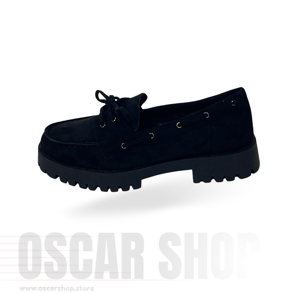 Mocassin compensé à semelle crantée