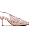 Escarpin Slingback Brodé à Bout Pointu