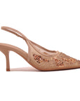 Escarpin Slingback Brodé à Bout Pointu