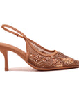 Escarpin Slingback Brodé à Bout Pointu