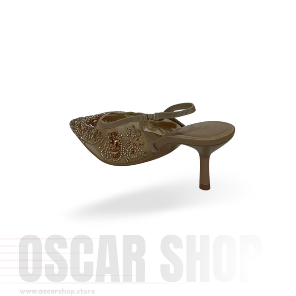 Escarpin Slingback Brodé à Bout Pointu