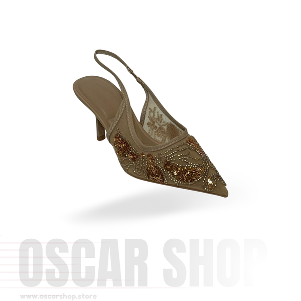 Escarpin Slingback Brodé à Bout Pointu
