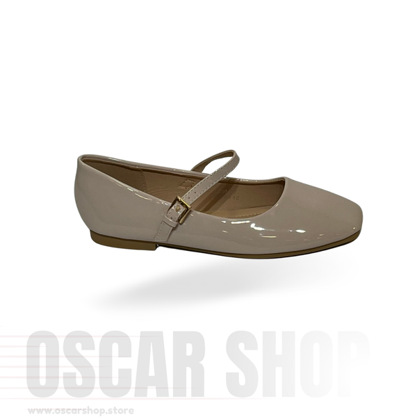 Ballerines vernies à bride fine et boucle dorée