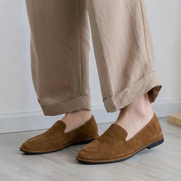 Mocassin femme à bout arrondi finition velours