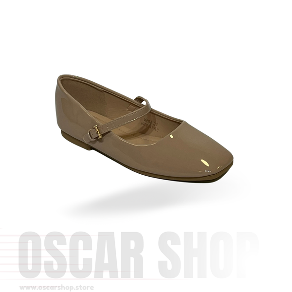 Ballerines vernies à bride fine et boucle dorée