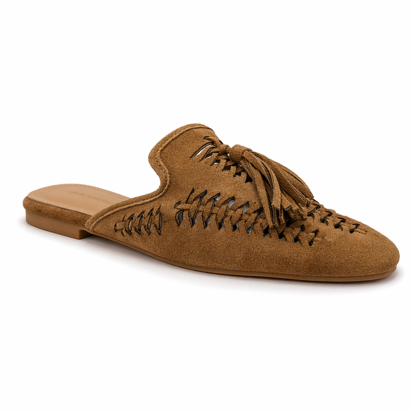 Mules suédées franges