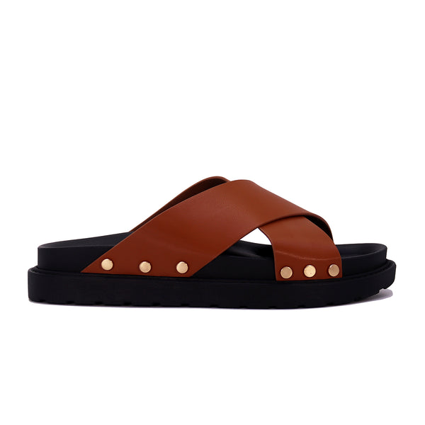 Mule croisée cloutée