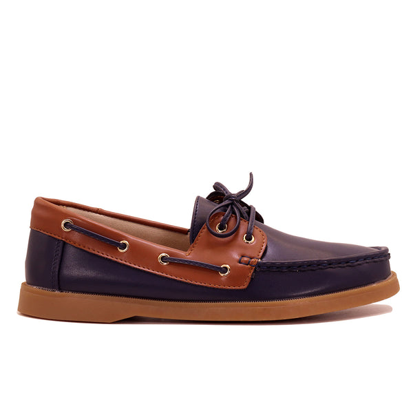 Mocassin bateau bicolore à lacets