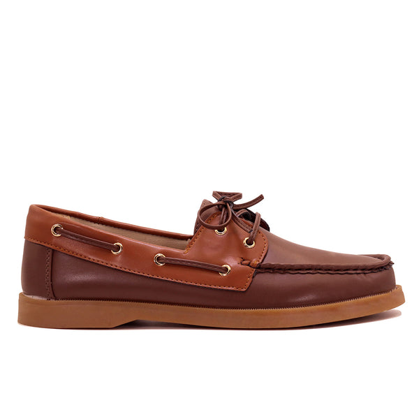 Mocassin bateau bicolore à lacets