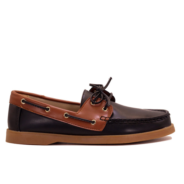 Mocassin bateau bicolore à lacets