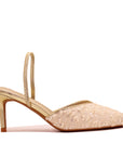 Escarpin Slingback à Talon Fin et Finition Texturée