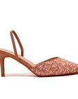 Escarpin Slingback à Talon Fin et Finition Texturée