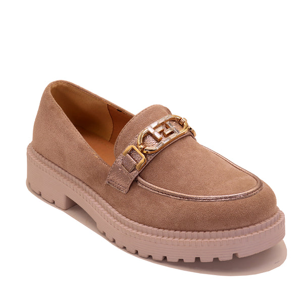 Mocassin plateforme avec ornement bijou structuré