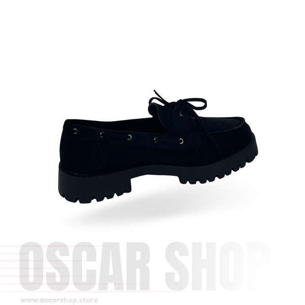 Mocassin compensé à semelle crantée