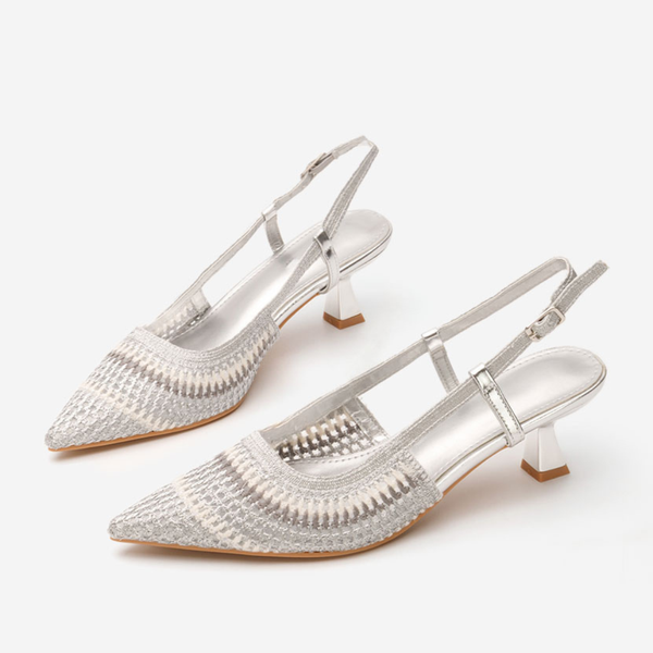Escarpins slingback en maille