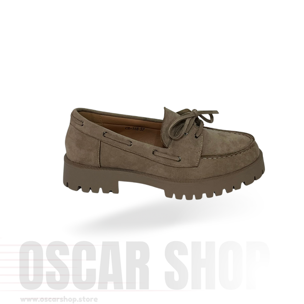 Mocassin compensé à semelle crantée