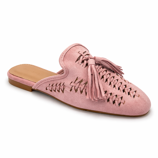 Mules suédées franges