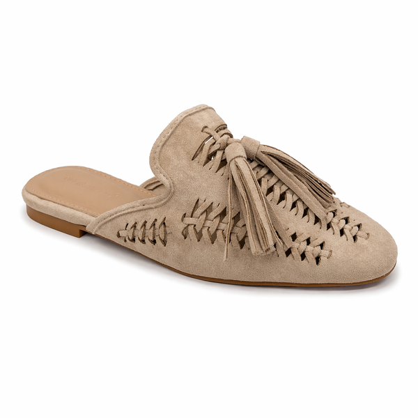 Mules suédées franges