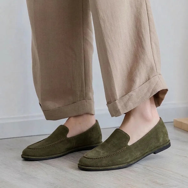 Mocassin femme à bout arrondi finition velours