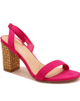 Sandale à talon bloc tressé et bride fine