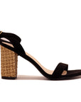 Sandale à talon bloc tressé et bride fine