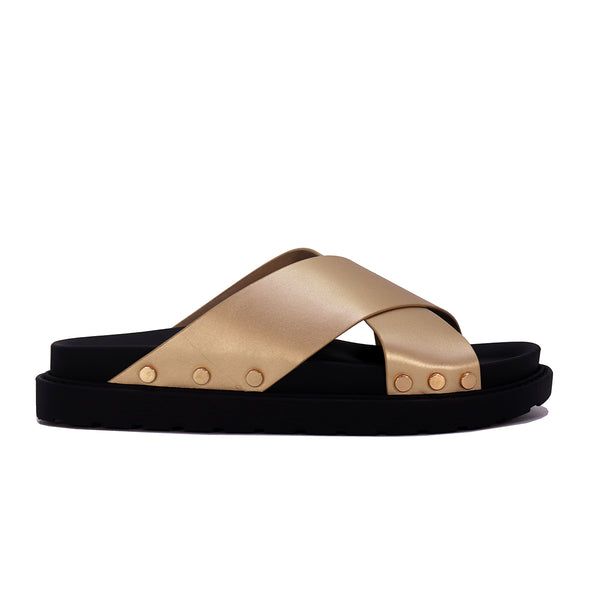 Mule croisée cloutée