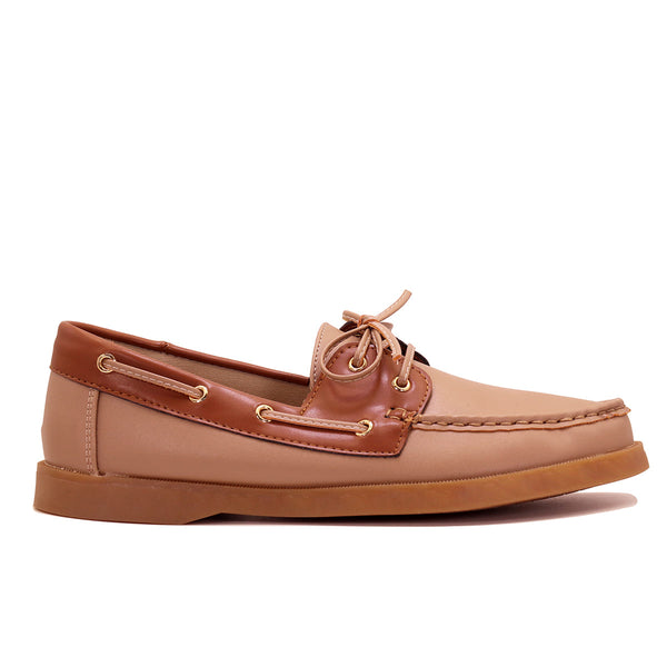 Mocassin bateau bicolore à lacets
