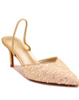 Escarpin Slingback à Talon Fin et Finition Texturée