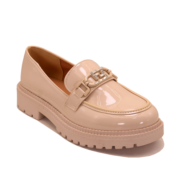 Mocassin plateforme avec ornement bijou structuré